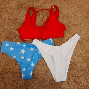 Red, white and blue bikini set
